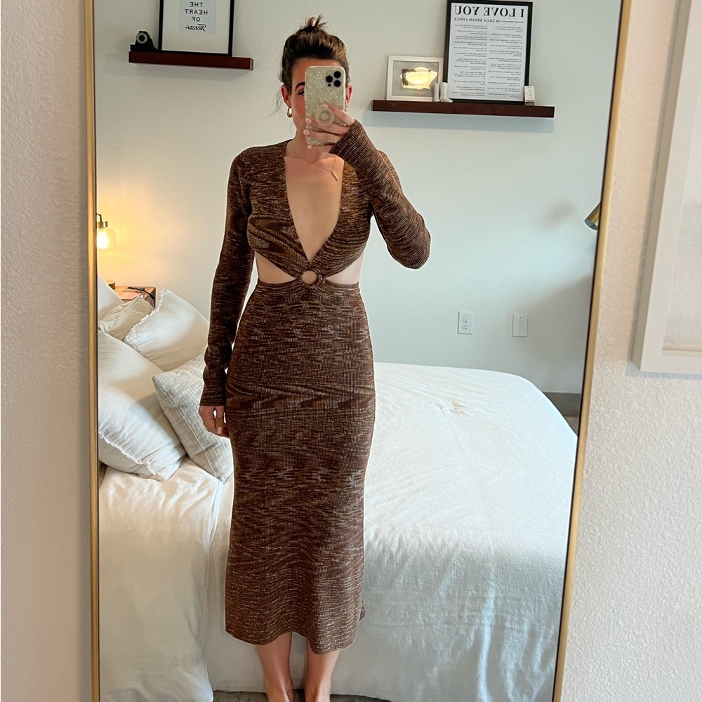 Brown maxi sweater dress from 12th Tribe